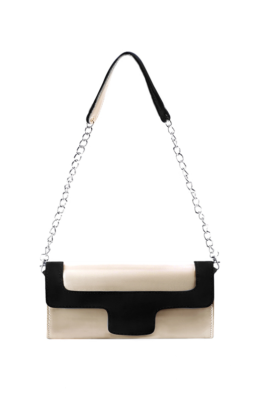 Pochette femme mariage cérémonie cuir or et noir mat - Vue du dessus