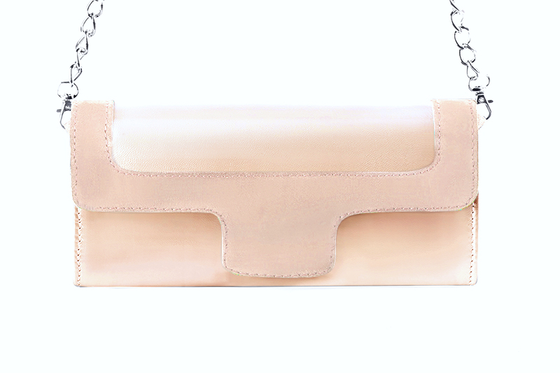 Pochette femme mariage cérémonie cuir rose poudré - Vue de profil