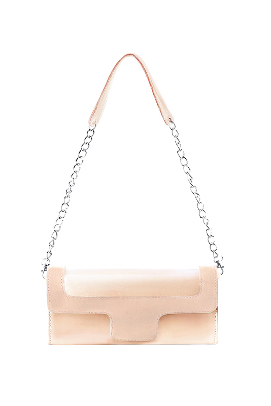 Pochette femme mariage cérémonie cuir rose poudré - Vue du dessus