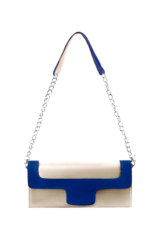 Pochette femme mariage cérémonie cuir or et bleu électrique - Vue du dessus