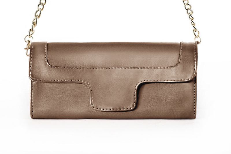 Pochette femme mariage cérémonie cuir cuivre - Vue de profil