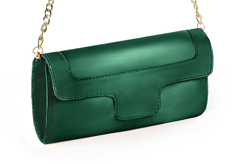 Florence Kooijman - Pochette femme mariage cérémonie cuir vert émeraude - Idéal mariage, cérémonie et soirée - Vue avant