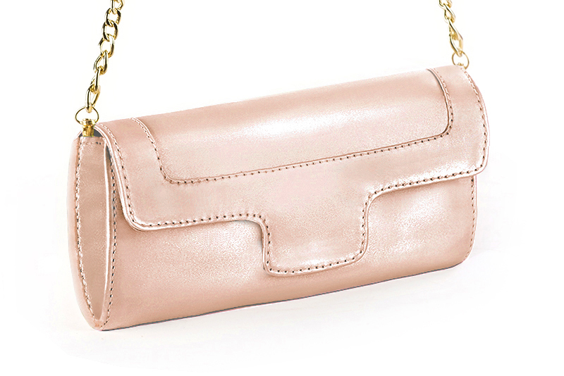 Pochette habillée femme pour cérémonie rose poudré - Vue avant
