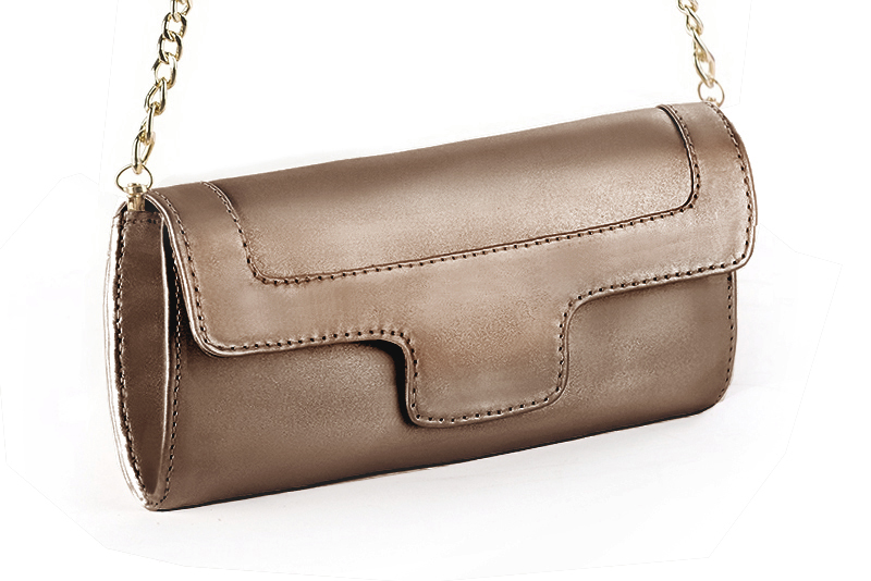 Pochette femme mariage cérémonie cuir cuivre - Vue avant