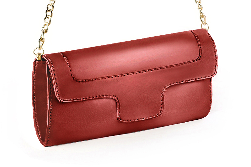 Pochette femme mariage cérémonie cuir rouge carmin - Vue avant