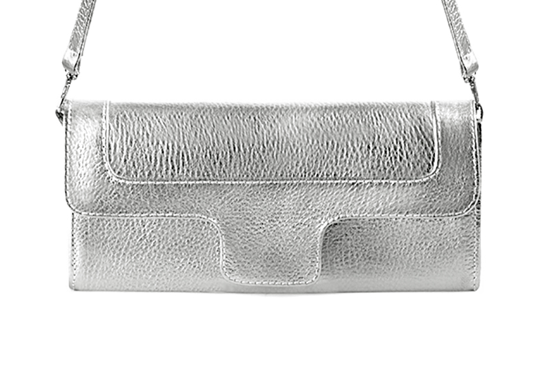 Florence Kooijman - Pochette femme mariage cérémonie cuir argent - Idéal mariage, cérémonie et soirée - Vue de profil