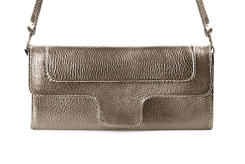 Pochette femme mariage cérémonie cuir vieil or - Vue de profil