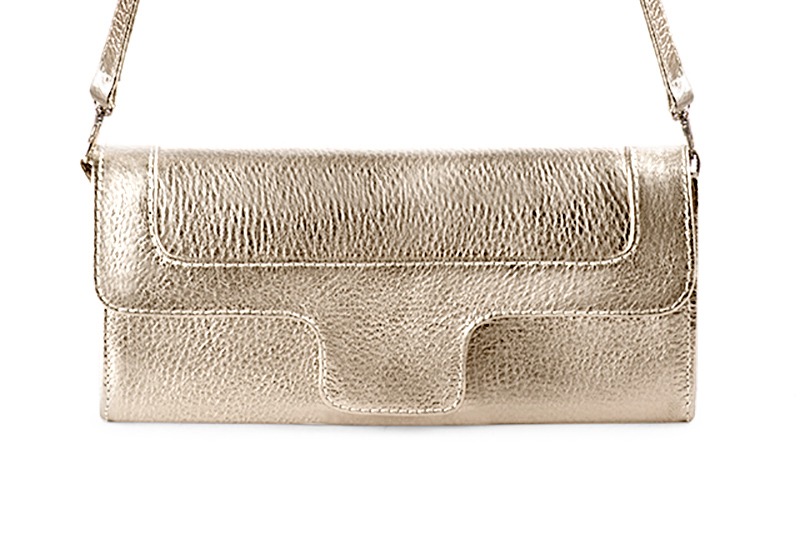 Pochette femme mariage cérémonie cuir or - Vue de profil