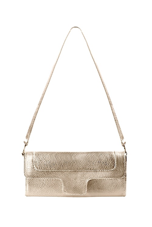 Pochette femme mariage cérémonie cuir or - Vue du dessus