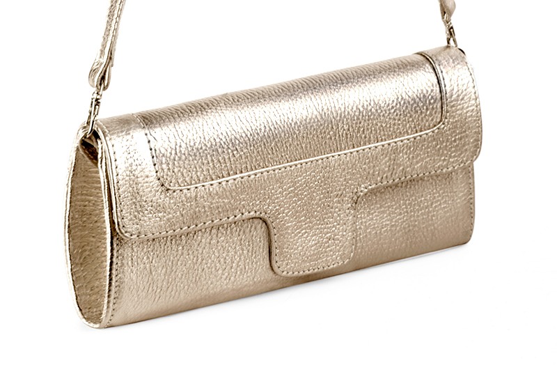 Pochette femme mariage cérémonie cuir or - Vue avant