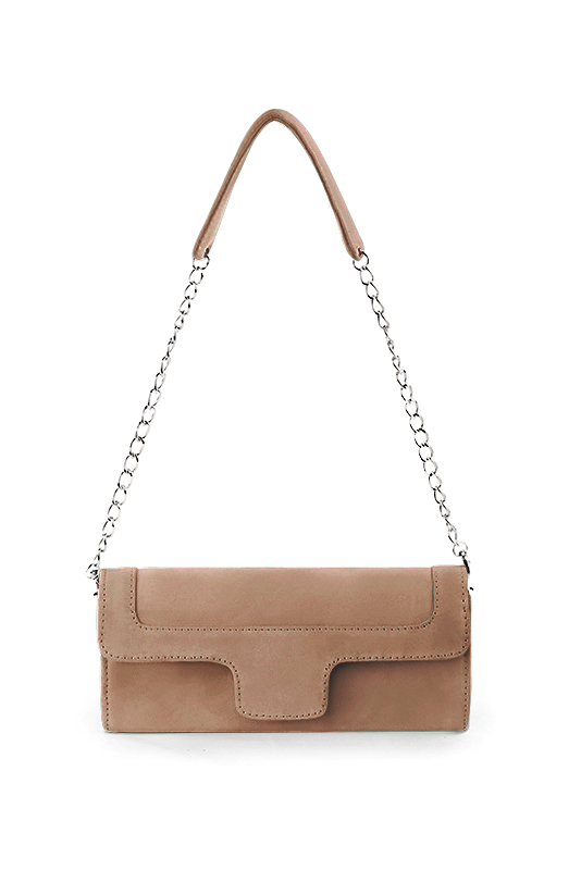 Pochette femme mariage cérémonie en cuir beige biscuit - Vue du dessus