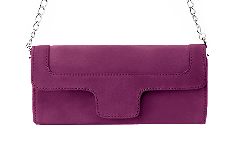 Pochette femme mariage cérémonie en cuir violet myrtille - Vue de profil