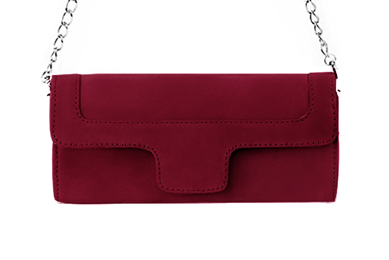 Pochette femme mariage cérémonie en cuir rouge bordeaux - Vue de profil