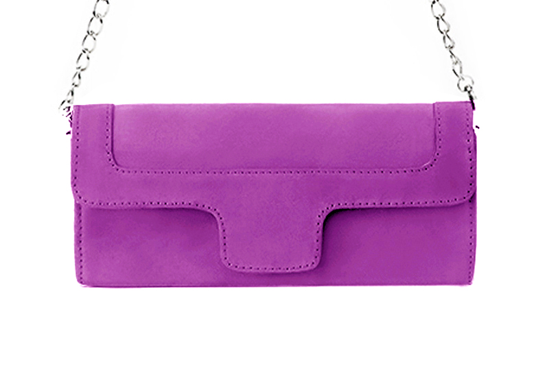 Pochette femme mariage cérémonie en cuir violet mauve - Vue de profil