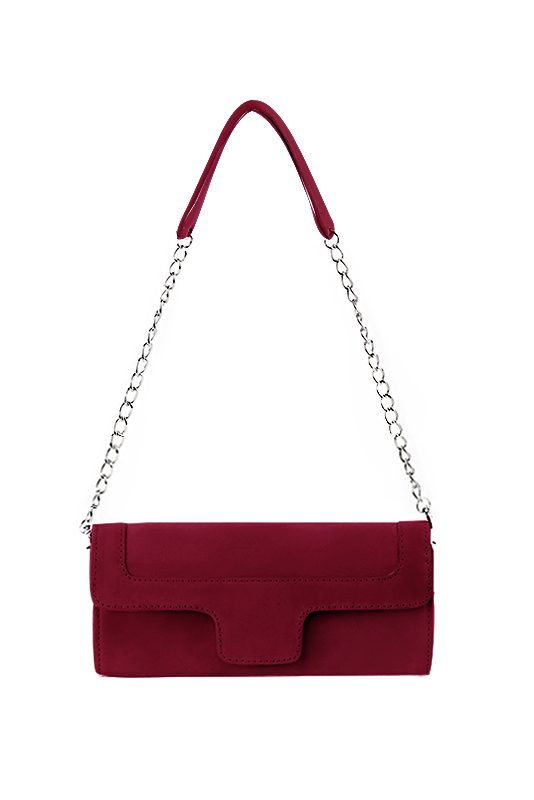 Pochette femme mariage cérémonie en cuir rouge bordeaux - Vue du dessus