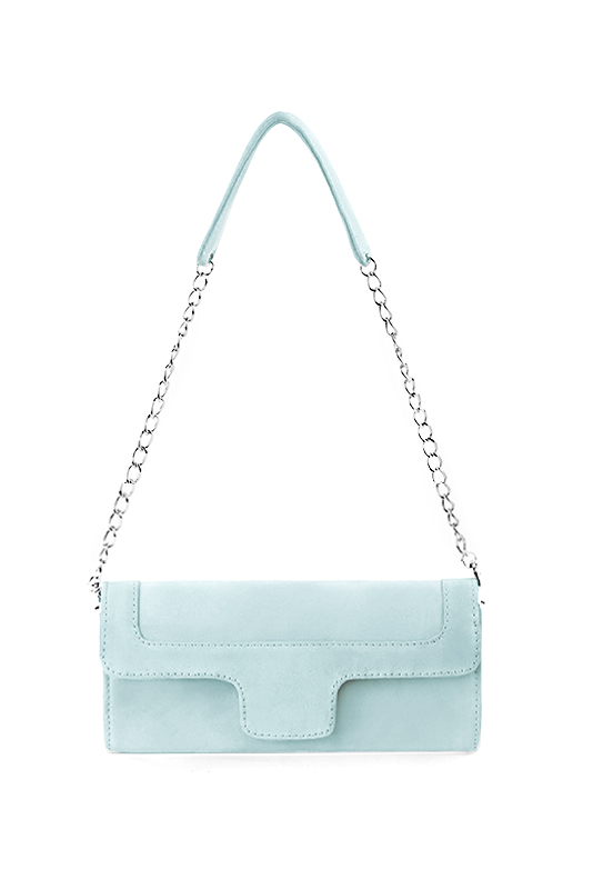 Pochette femme mariage cérémonie en cuir bleu lagon - Vue du dessus