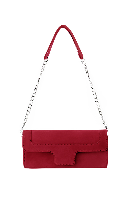 Pochette femme mariage cérémonie en cuir rouge carmin - Vue du dessus