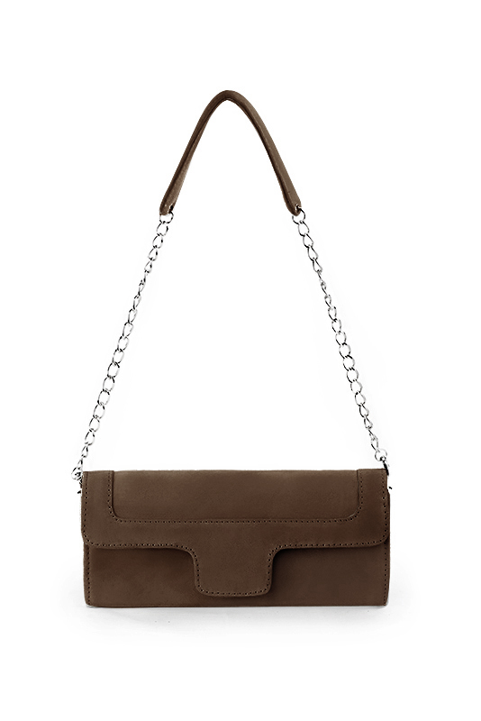 Pochette femme mariage cérémonie en cuir marron chocolat - Vue du dessus