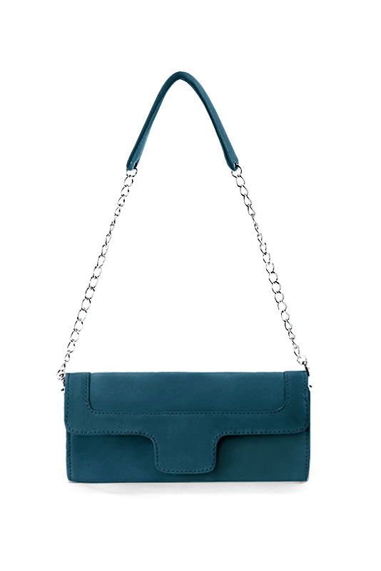 Pochette femme mariage cérémonie en cuir bleu canard - Vue du dessus