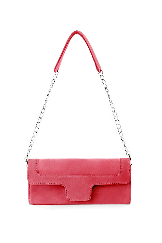 Pochette femme mariage cérémonie en cuir rose camélia - Vue du dessus