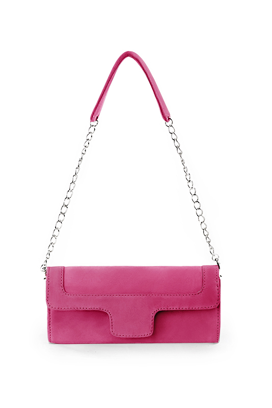 Pochette femme mariage cérémonie en cuir rose fuchsia - Vue du dessus
