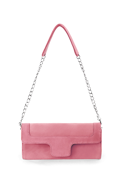 Pochette femme mariage cérémonie en cuir rose camélia - Vue du dessus