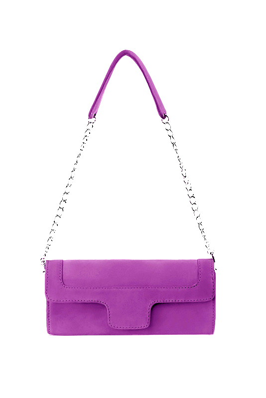 Pochette femme mariage cérémonie en cuir violet mauve - Vue du dessus