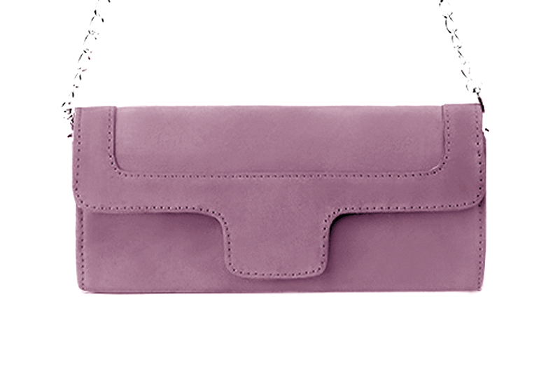Pochette femme mariage cérémonie en cuir violet mauve - Vue de profil