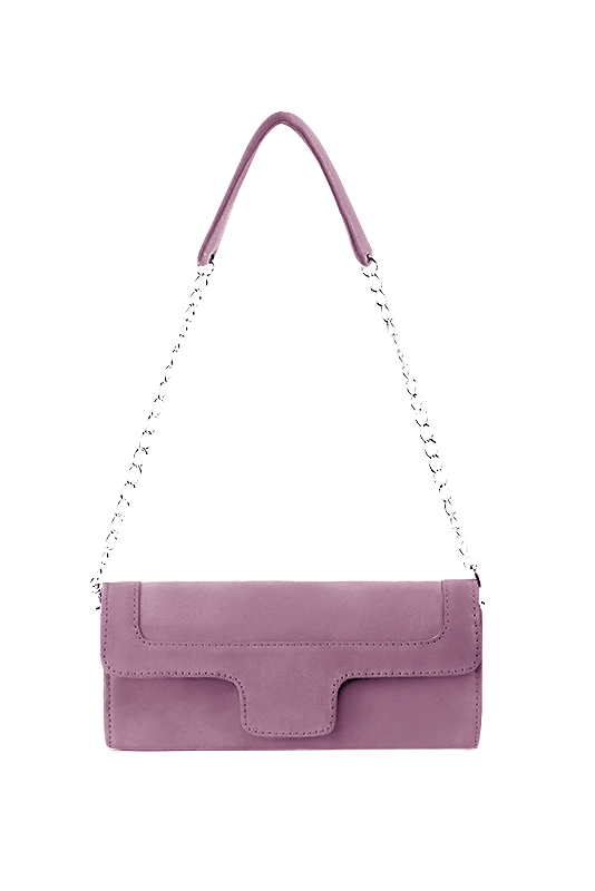 Pochette femme mariage cérémonie en cuir violet mauve - Vue du dessus