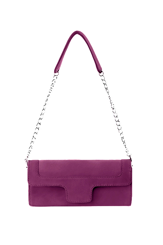 Pochette femme mariage cérémonie en cuir violet myrtille - Vue du dessus