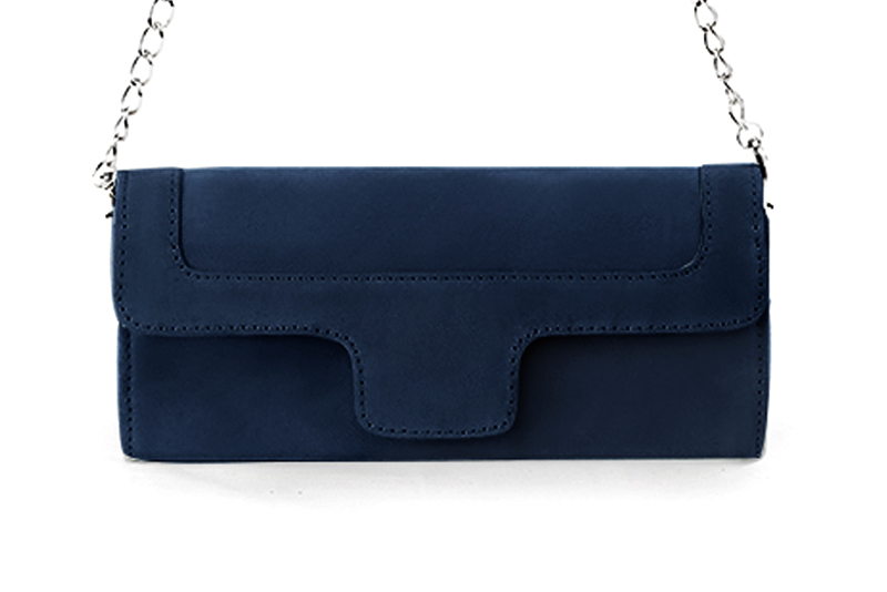 Pochette femme mariage cérémonie en cuir bleu marine - Vue de profil