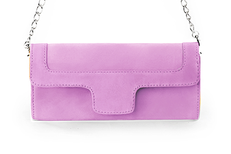 Pochette femme mariage cérémonie en cuir violet mauve - Vue de profil