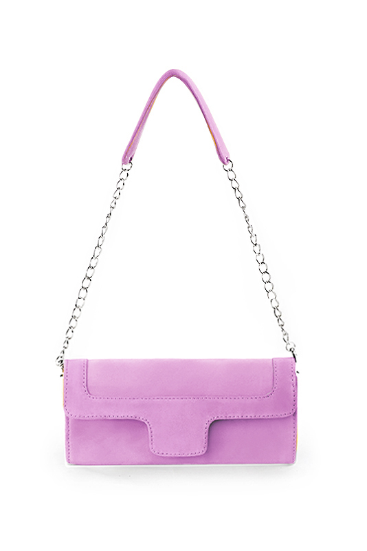 Pochette femme mariage cérémonie en cuir violet mauve - Vue du dessus