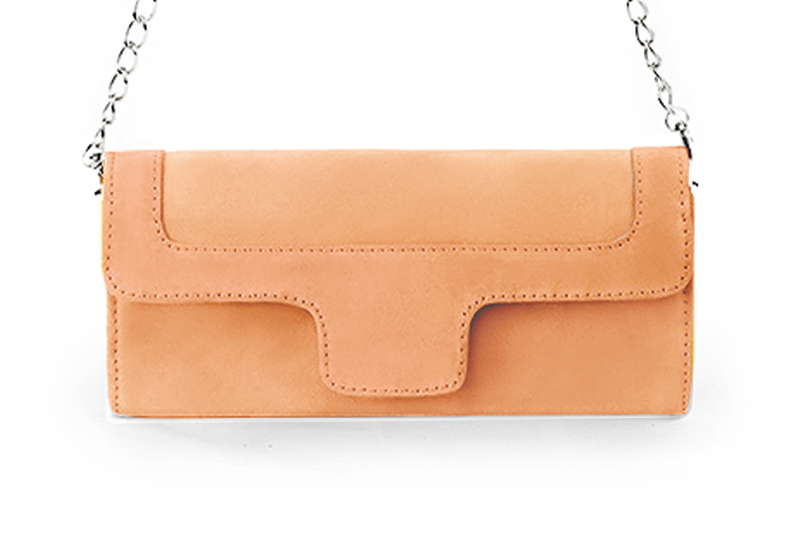 Pochette femme mariage cérémonie en cuir orange curcuma - Vue de profil