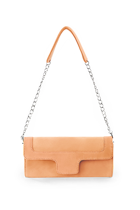 Pochette femme mariage cérémonie en cuir orange curcuma - Vue du dessus
