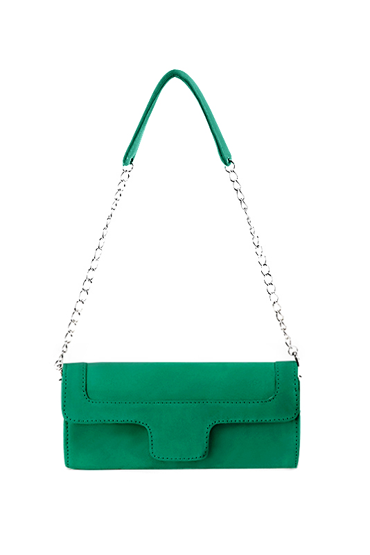 Pochette femme mariage cérémonie en cuir vert émeraude - Vue du dessus