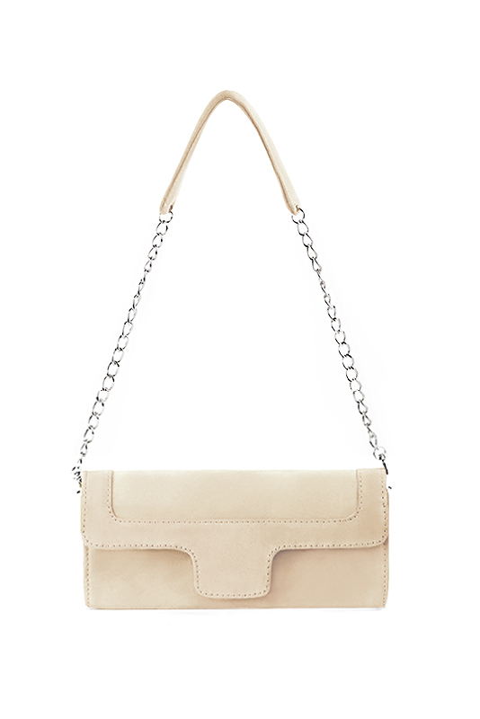 Pochette femme mariage cérémonie en cuir blanc ivoire - Vue du dessus