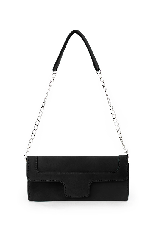 Pochette femme mariage cérémonie en cuir noir mat - Vue du dessus