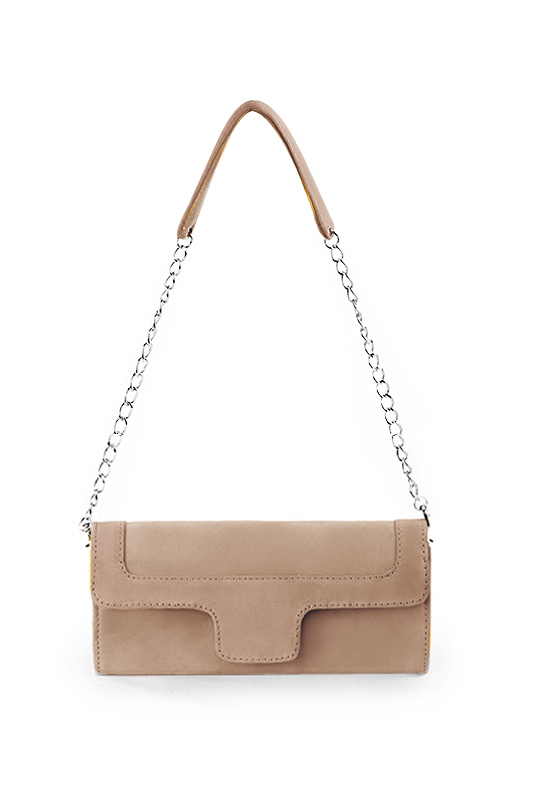 Pochette femme mariage cérémonie en cuir beige biscuit - Vue du dessus