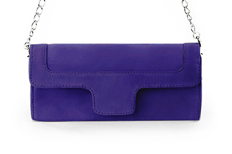 Pochette femme mariage cérémonie en cuir violet outremer - Vue de profil