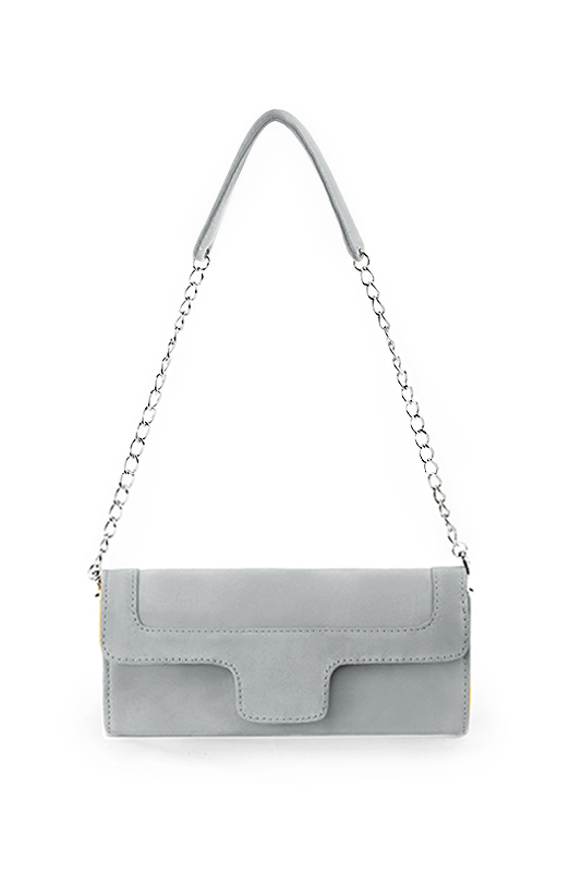 Pochette femme mariage cérémonie en cuir gris perle - Vue du dessus