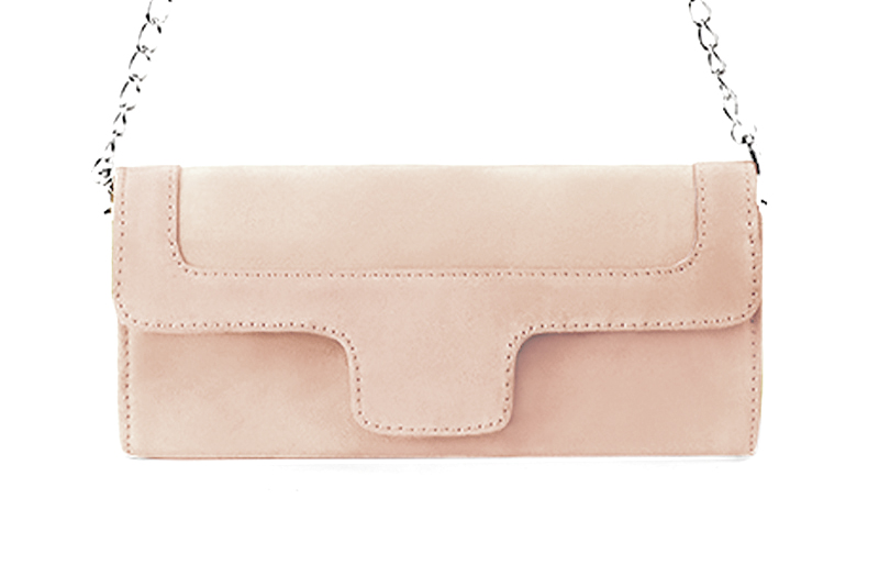 Pochette femme mariage cérémonie en cuir rose poudré - Vue de profil