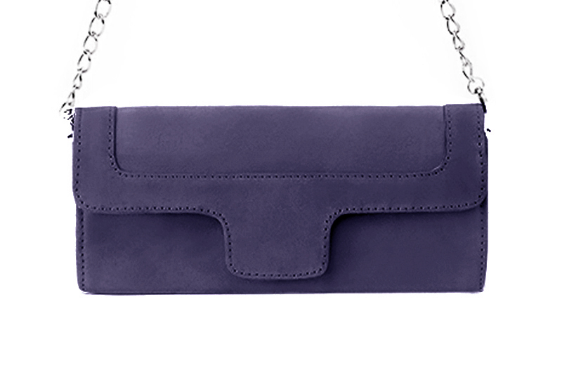 Pochette femme mariage cérémonie en cuir violet lavande - Vue de profil