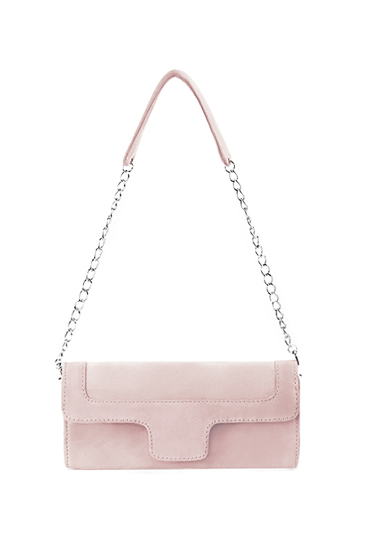 Pochette femme mariage cérémonie en cuir rose poudré - Vue du dessus