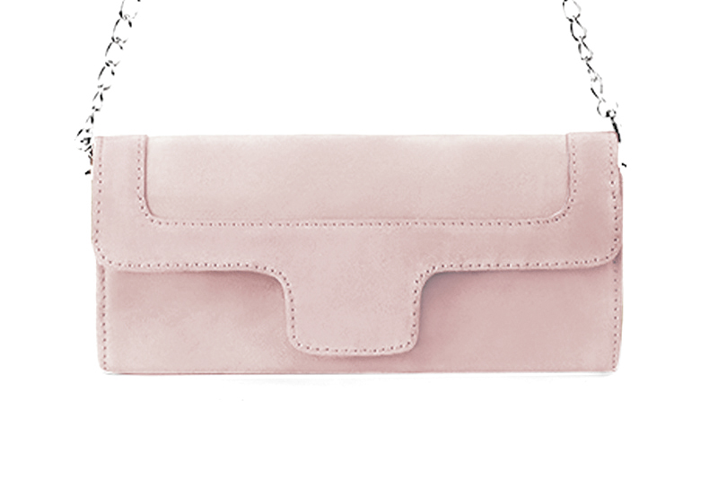 Pochette femme mariage cérémonie en cuir rose poudré - Vue de profil