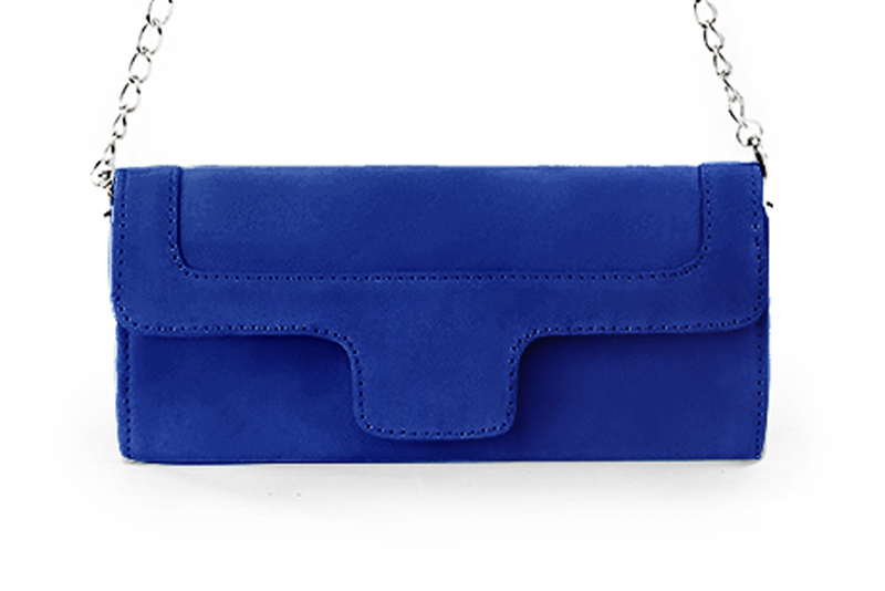 Pochette femme mariage cérémonie en cuir bleu électrique - Vue de profil
