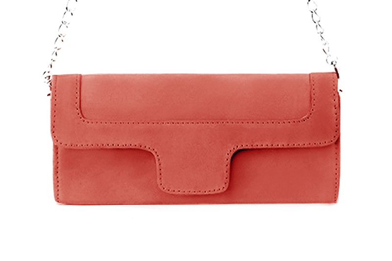 Pochette femme mariage cérémonie en cuir saumon - Vue de profil