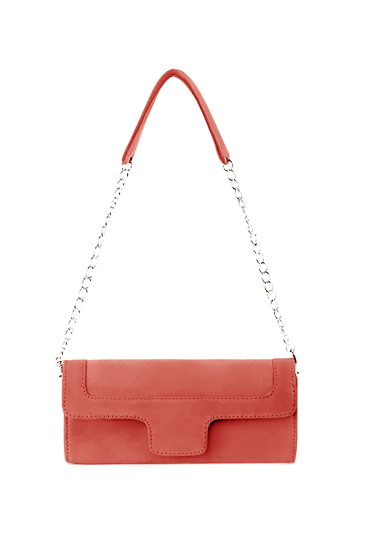 Pochette femme mariage cérémonie en cuir saumon - Vue du dessus