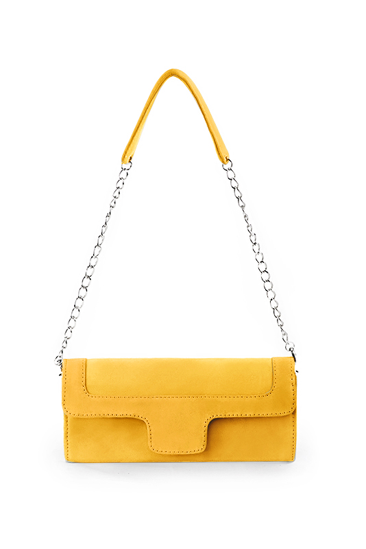 Pochette femme mariage cérémonie en cuir jaune - Vue du dessus