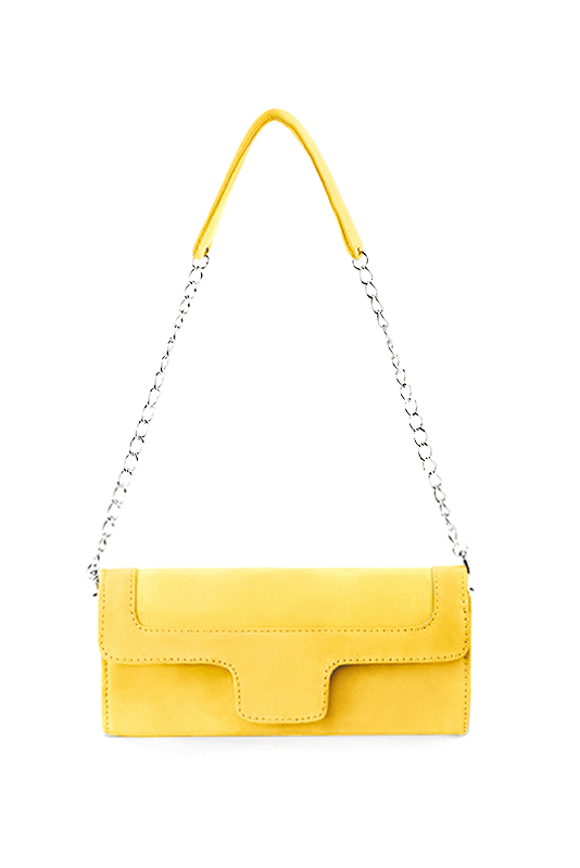 Pochette femme mariage cérémonie en cuir jaune - Vue du dessus